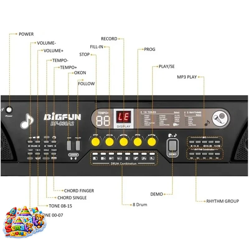 خرید ارگ آموزشی 61 کلید برند بیگ فان مدل BIGFUN 830A2