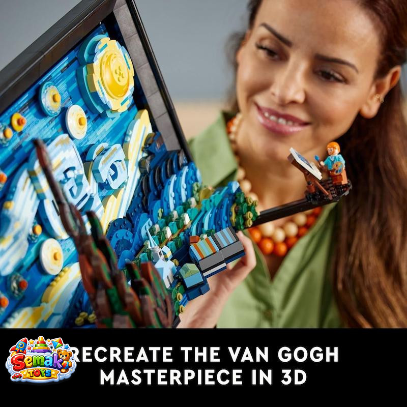 لگو تابلو نقاشی شب پر ستاره ونگوگ 2316 قطعه مدل The Starry Night Vincent van Gogh 9907