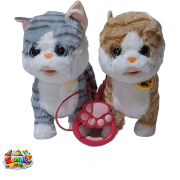 اسباب بازی گربه پولیشی رباتیک قلاده دار زبان متحرک و تقلید صدا