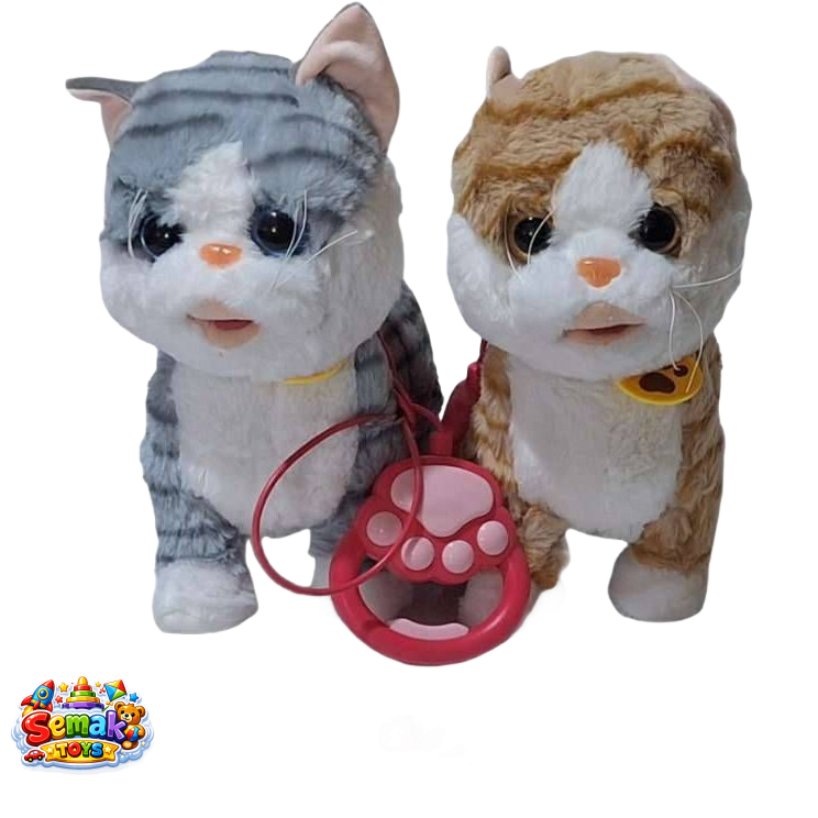 اسباب بازی گربه پولیشی رباتیک قلاده دار زبان متحرک و تقلید صدا