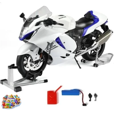 خرید ماکت موتورسیکلت هایابوسا سفید استارت خور دودزا مقیاس 1:6 Suzuki Hayabusa 2023 | ماکت کلکسیونی با جزئیات واقعی
