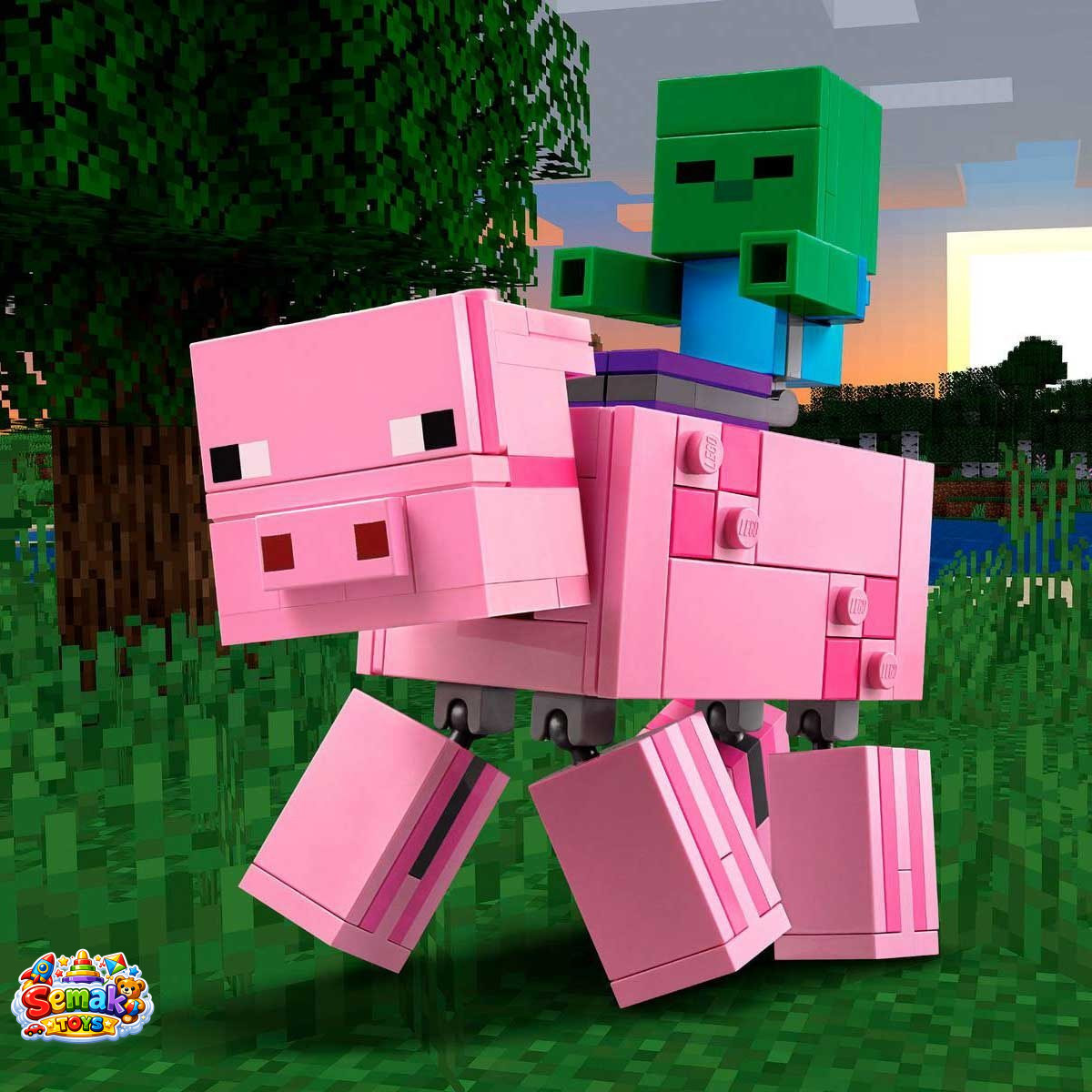 خرید لگو ساختنی ماینکرافت مدل BigFig Pig with Baby Zombie  ظرفیت 159 قطعه آیتم 11473